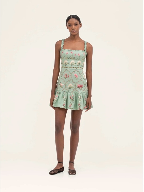 Agua by Agua Bendita Dresses & Skirts - Agua by Agua Bendita Mint Green Floral Ruffle Mini Dress
